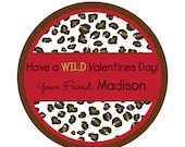 Personalized Stickers, Cheetah, Valentine Stickers,Treat bag labels, Valentines Day, Labels, Seals,Children, Kids, Favor, Set of 24 Il_170x135