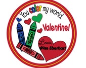 Personalized Stickers, Crayons, Valentine Stickers,Treat labels,Valentines Day,Hearts, Red, Pink, Love, Sweet, Treats,Children,Set of 25 Il_170x135