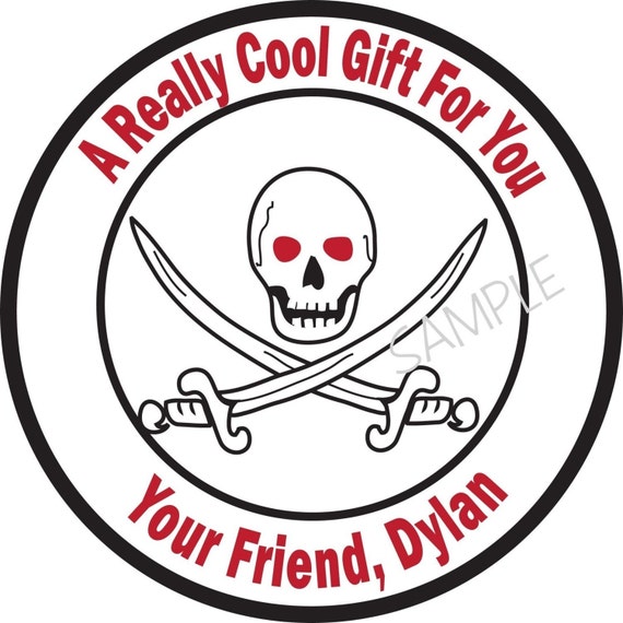 Personalized Stickers, Skull, Pirate, Gift Sticker, Children, Kids,Party, Favor stickers, Seals, Labels, Il_570xn