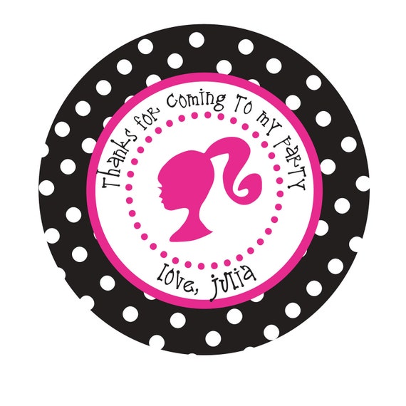 Birthday, Barbie Doll Inspired, Pink, Personalized Stickers, Glam Party,Favor stickers,Personalized Sticker Labels Set of 24 Il_570xn