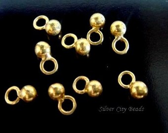 24k Gold Vermeil Bead Charms, Drops, 10 pcs, 5x2.5 mm