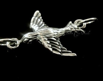 Silver Link, Sterling Silver Song Bird Link, SALE 19 x 16 x 2mm
