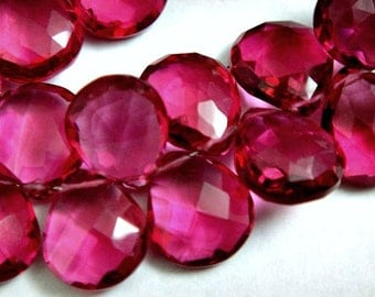 Beautiful AAA Gorgeous Hot Pink Quartz Faceted Heart Briolettes, 1 MATCHED PAIR, 2 Pcs, 10-11mm