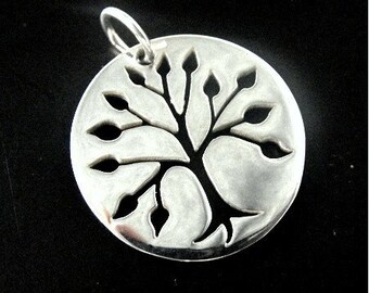 Sterling Silver Tree of Life Charm, Large Thai Pendant 25x20mm