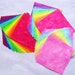 Hand Dyed Fabric Charm Squares, BRIGHT, 54 five inch squares in Pure Primary Colors, Each Different