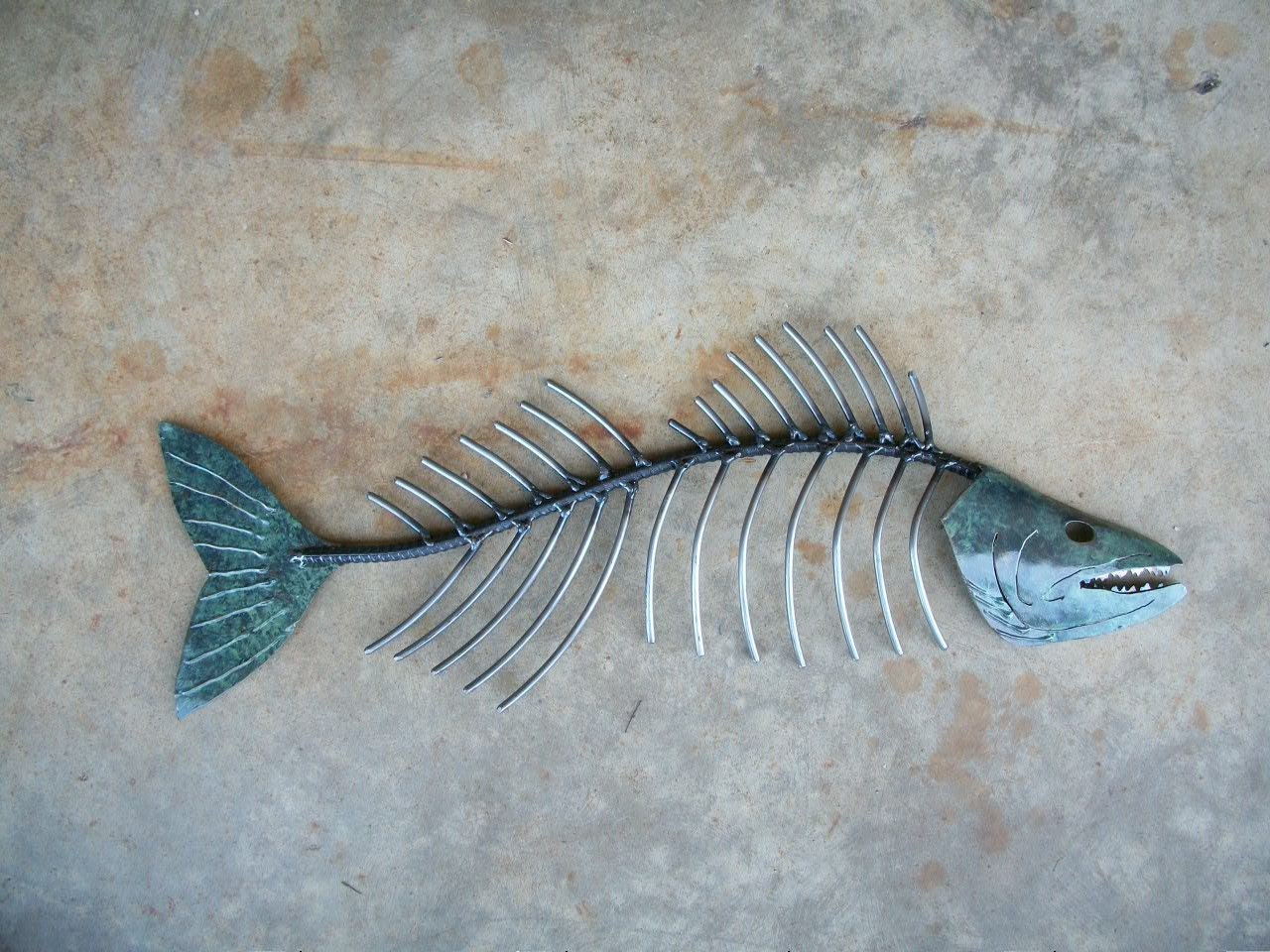 Walleye Bone metal fish wall sculpture