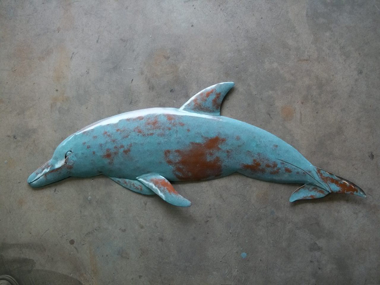Dolphin Metal 36in Wall sculpture Tropical Beach Coastal Fish Art ocean