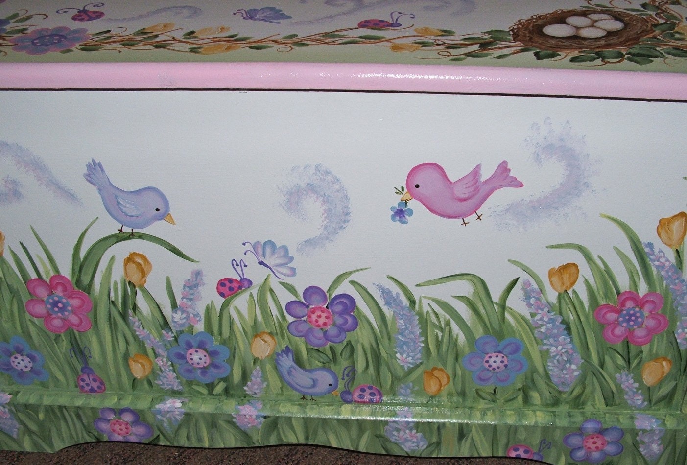 Whimsical Bird Garden Toy Box
