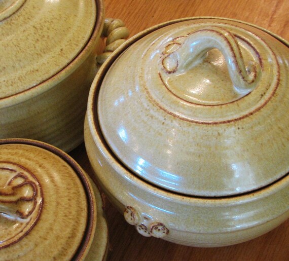 Handmade Pottery Casserole Dish in Yellow Salt by claycoyote