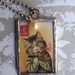 French Cat Necklace with Reversible Pendant and Vintage Bead - Glass Slide Pendant
