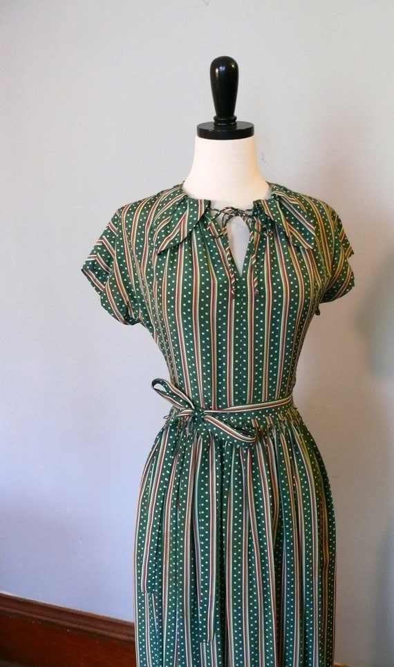 1930's Green Polka Dot Dress