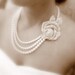 Bridal necklace, Statement necklace, bridal pearl necklace with Swarovski crystal pendant and Swarovski pearls, wedding jewelry