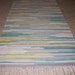 Handwoven Turqoise, Pink, White, Yellow, Gray Rag Rug 25 x 58