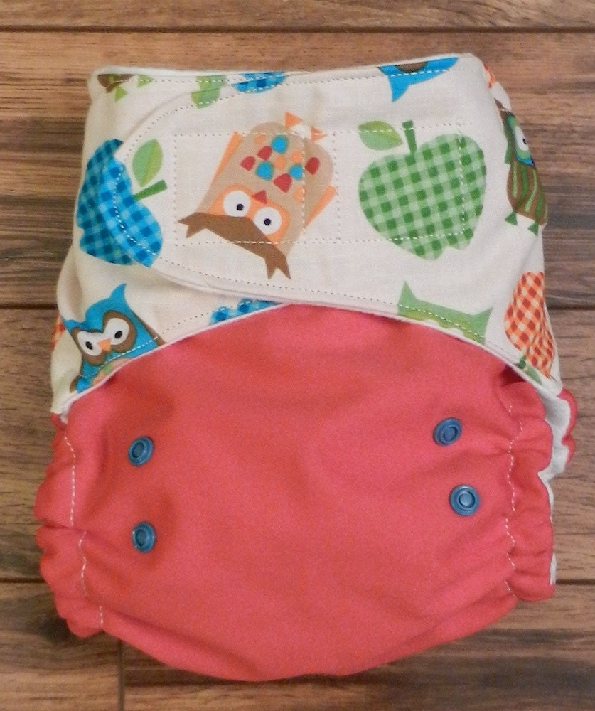AI2 Cloth Diaper Owls N Apples with Organic Bamboo READY
