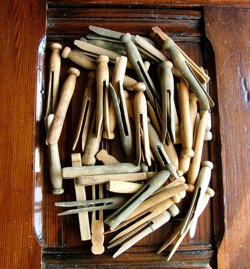 Vintage Wooden Clothes Line Pins