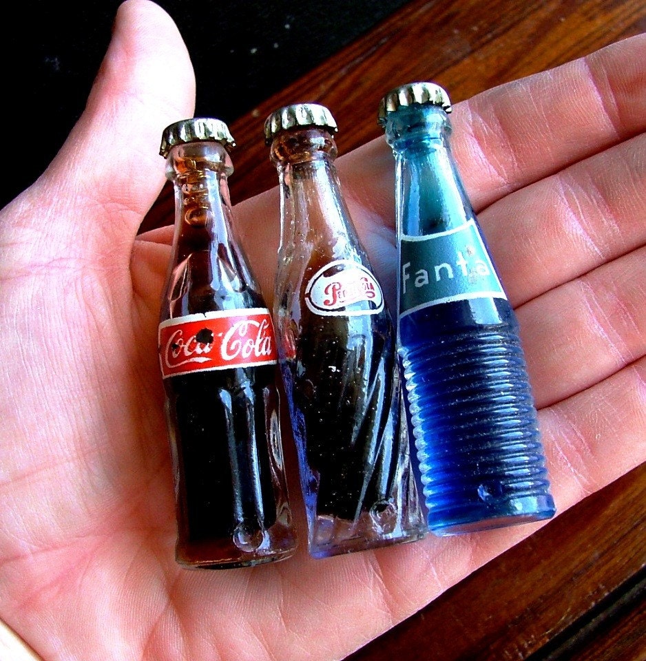 Vintage Miniature Glass Soda Bottles