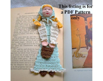 Jack and Jill, Jill with pail crochet bookmark pattern DIY, thread crochet bookmark instructions