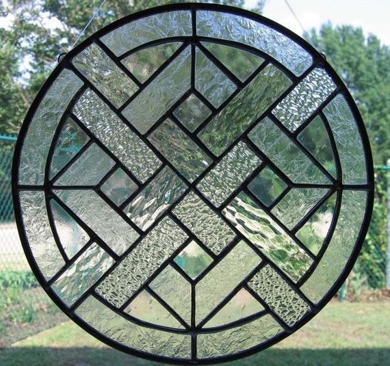 Clear Woven Round Stained Glass Panel by Nanantz on Etsy