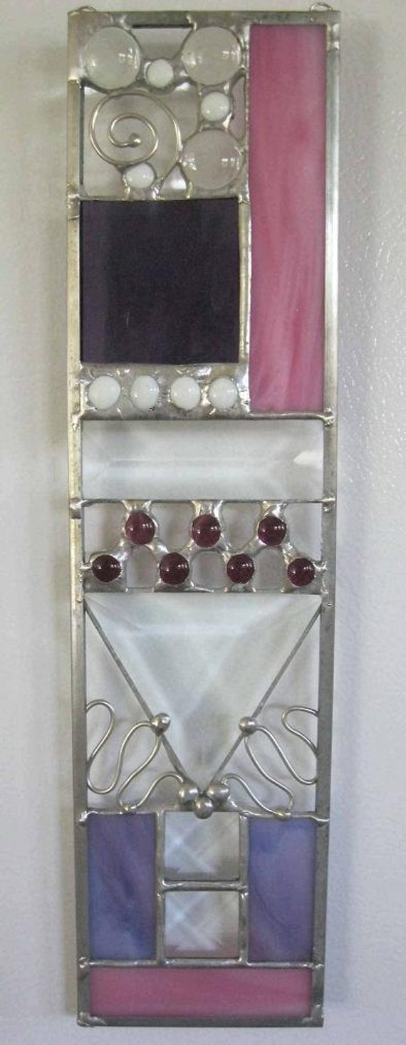 Items similar to Purple and Pink Oblong Contemporary Stained Glass Suncatcher on Etsy