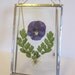 Pressed Flower Picture - Purple Pansy and Fern in Beveled Glass