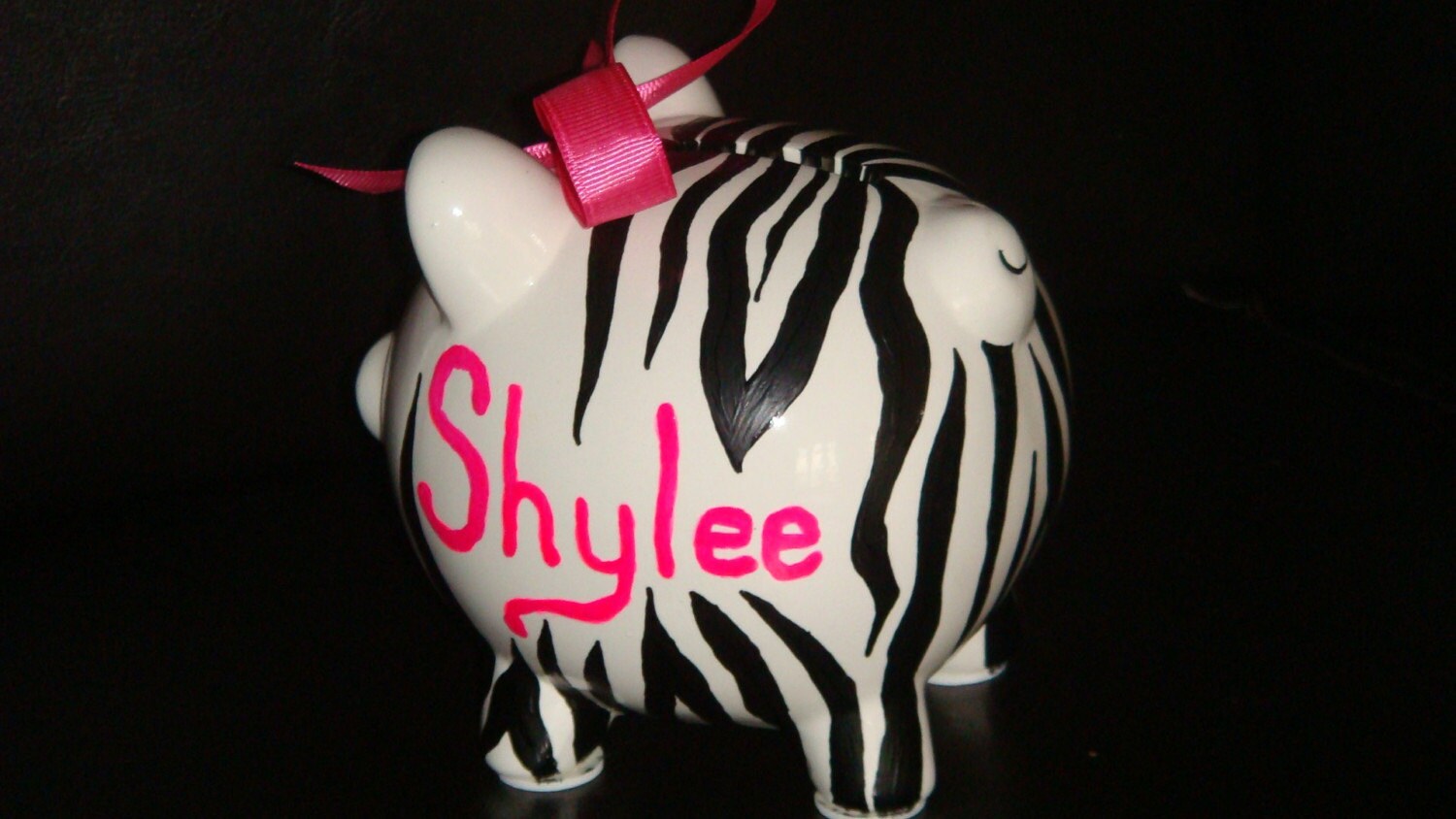 Zebra Print Piggy Bank Personalized