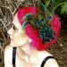The Azucena - Black Peacock Rose Fascinator Brooch and Removable Birdcage Veil Set - by Moonshine Baby