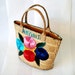 Vintage Nassau Straw Tote Bag with Raffia Flower Design / Summer Beach Bag Vintage 1960s