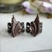 A Pair of Oxidized Copper Wings on Antiqued Bronze Filigree Adjustable Ring - Best Friends Forever rings, Sisters Rings, Romantic Rings