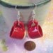 RED Teacup Earrings Miniature Pottery Wheelthrown Stoneware Collectible