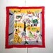 Vintage 60s Scarf. Farm Scene. Whimsical Barnyard.