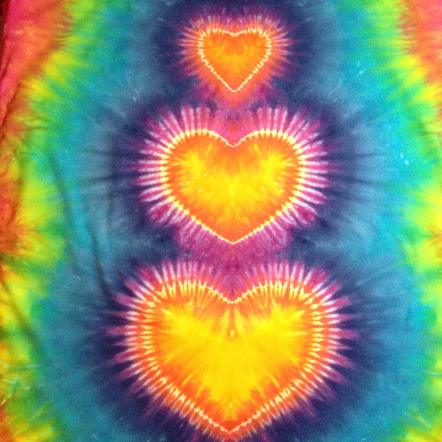 Triple heart 27X27 Tie Dye Tapestry