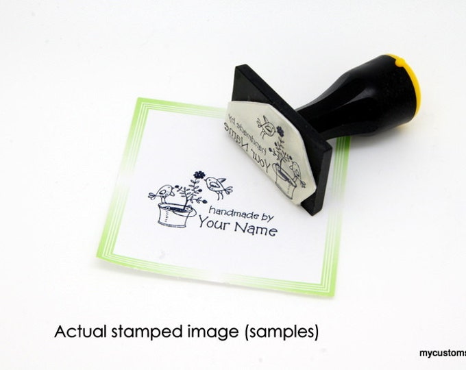Handle Mounted or Cling Personalized Name custom made rubber stamps C08