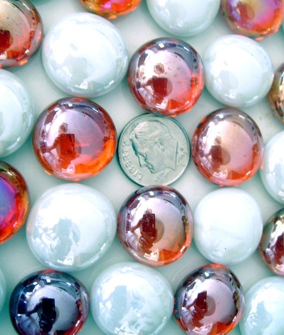 30 Glass Gems for Mosaics and Crafts Flat Back Half Marbles