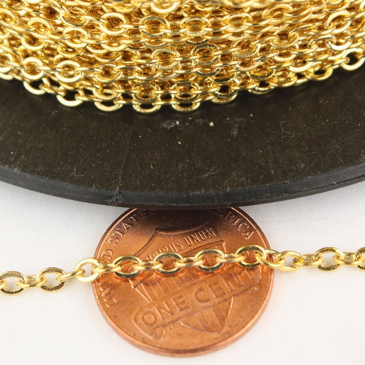 32feet Gold Plated Flat SOLDERED Cable Chain by gemplus24 on Etsy