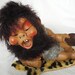 Wild Vintage 50s-60s Herman Pecker Cave Man Doll on Faux Tiger Skin Rug