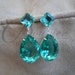 Pool -- Apple Green large crystal drop earrings in silver settings
