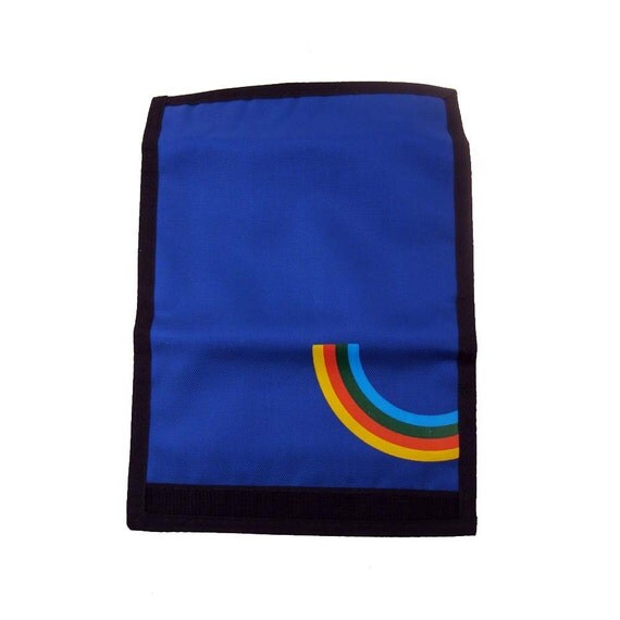 Rainbow velcro wallet Vintage 1980s 80s Long Checkbook Blue