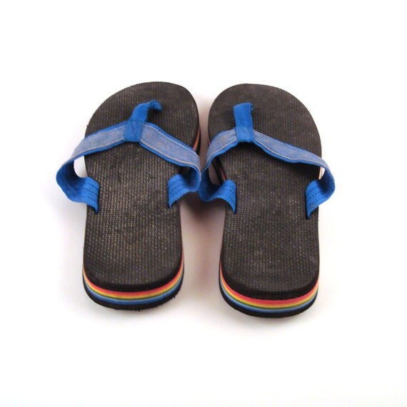 retro rainbow flip flops
