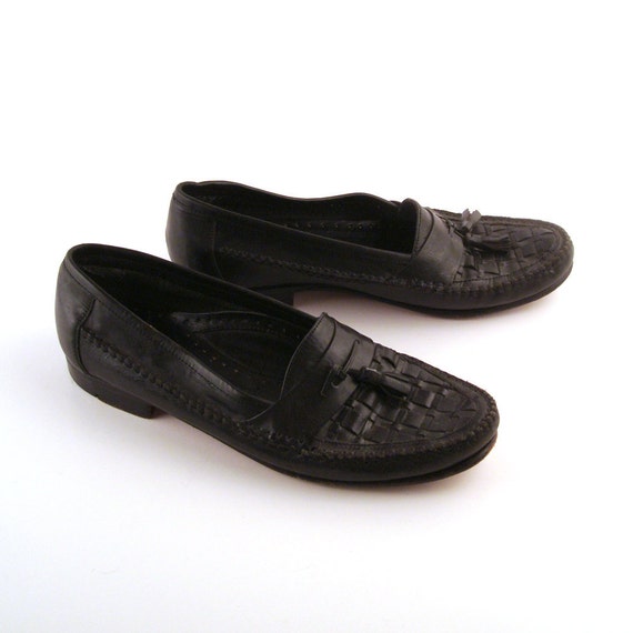 Men's Shoes Loafers Oleg Cassini Black Leather Vintage