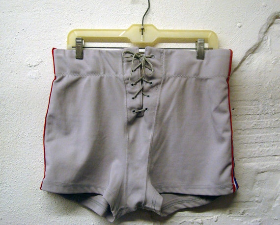 Lace Up Shorts Vintage 1980s Shorts Gray Coach