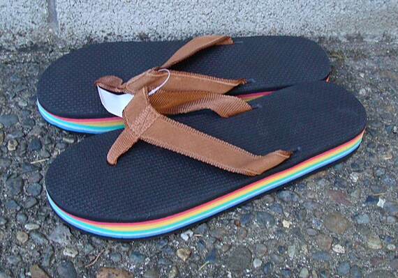 retro rainbow flip flops