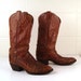 Vintage 1980s Men's Snakeskin carmel Brown Leather Tony Lama Cowboy Boots size 7 1/2