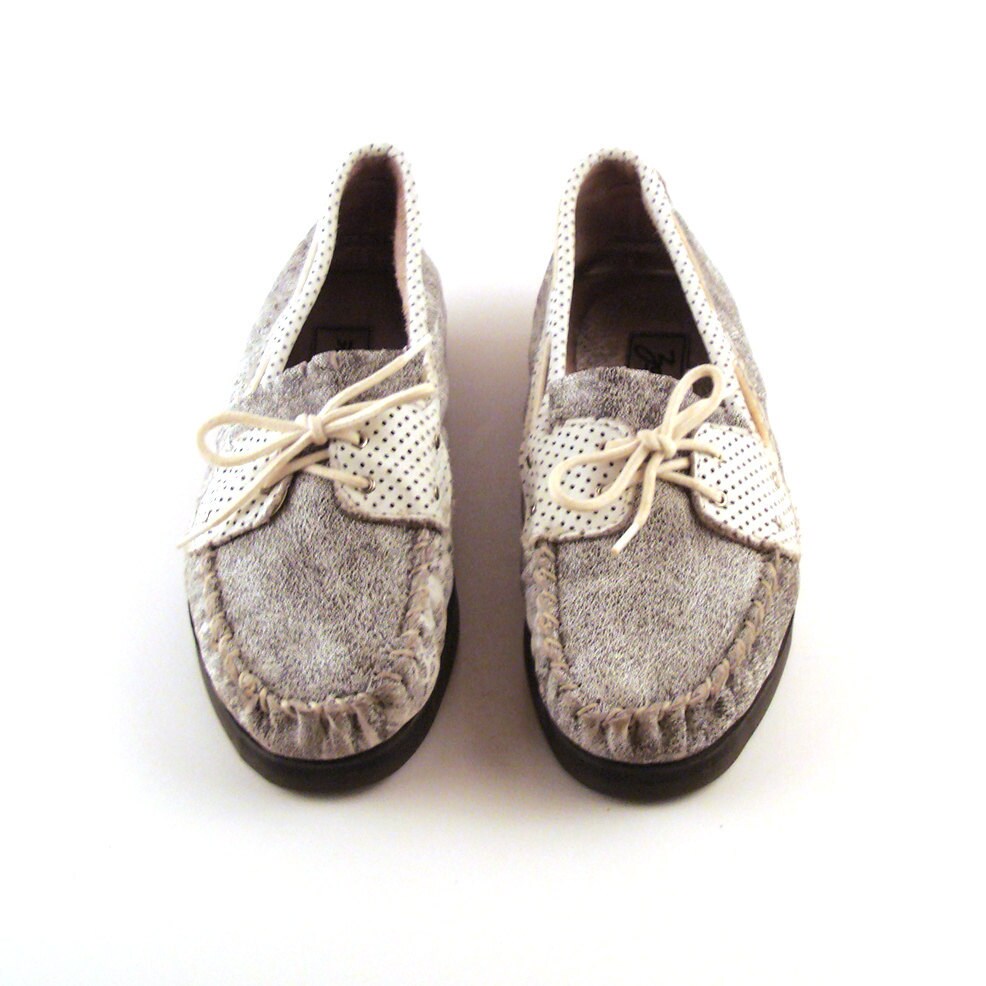 Reserved Zodiac Boat Shoes Vintage 1980s Mens Black and White