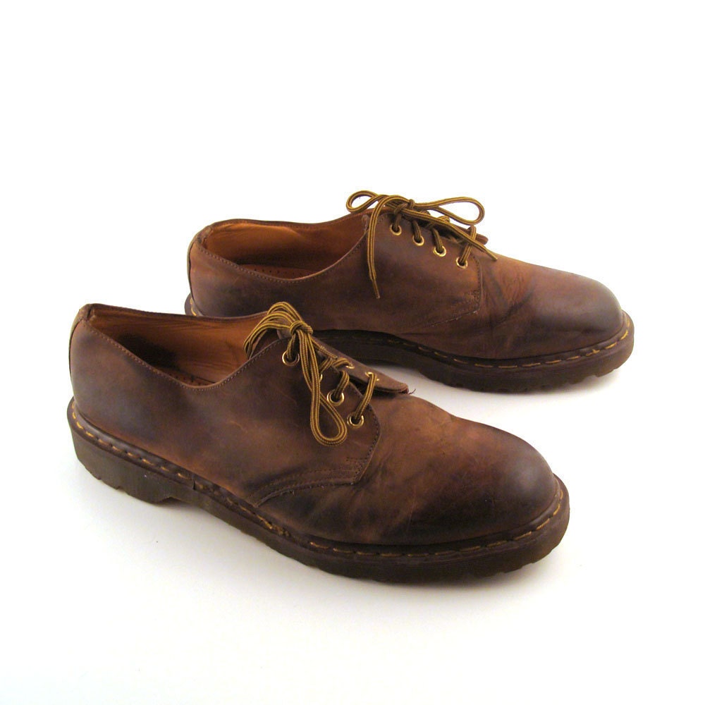 Doc Martens Oxfords Vintage 1990 Distressed Brown Leather