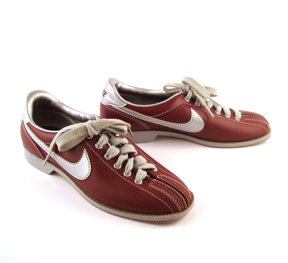 Nike Bowling Shoes Vintage 1980s Nike Maroon and Silver