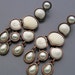 Reserved Listing Vintage Carved Sea Shell Faux Pearl Copper Dangle Earrings