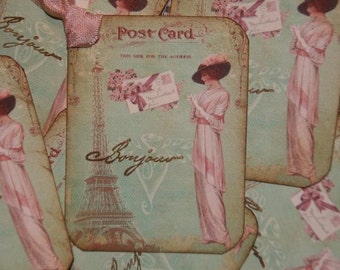 Post Card From Paris Gift Tags