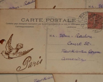 Paris French Carte Postale Vintage Post Card Hang Gift Tags