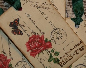 Paris Carte Postale Gift Tags