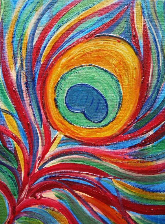 Peacock Feather Original Acrylic Painting